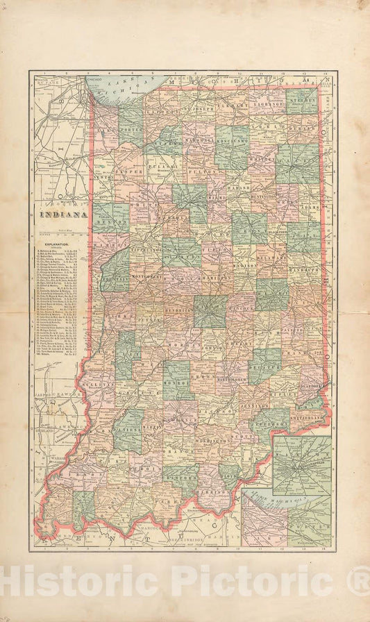 Historic 1898 Map - The Revised Montgomery County Atlas - Indiana - Illustrated Atlas of Montgomery County, Indiana