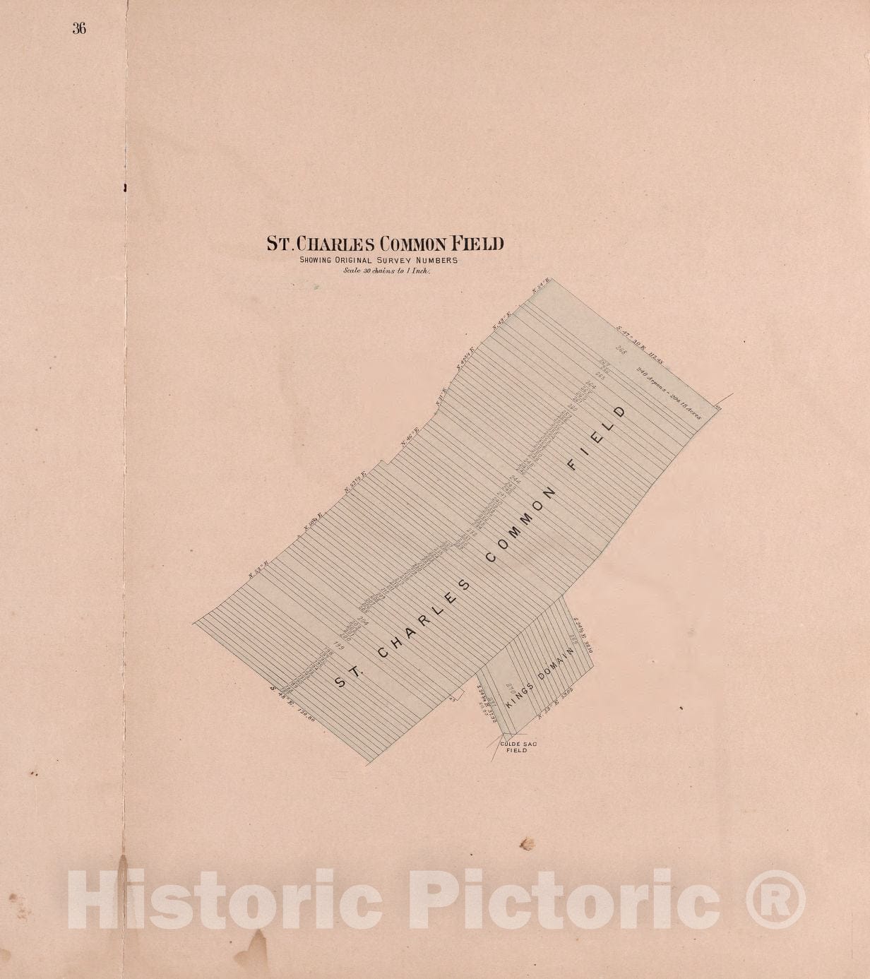 Historic 1905 Map - Plat Book of St. Charles County, Missouri - St. Charles Common Field - Plat Book of Saint Charles County, Missouri
