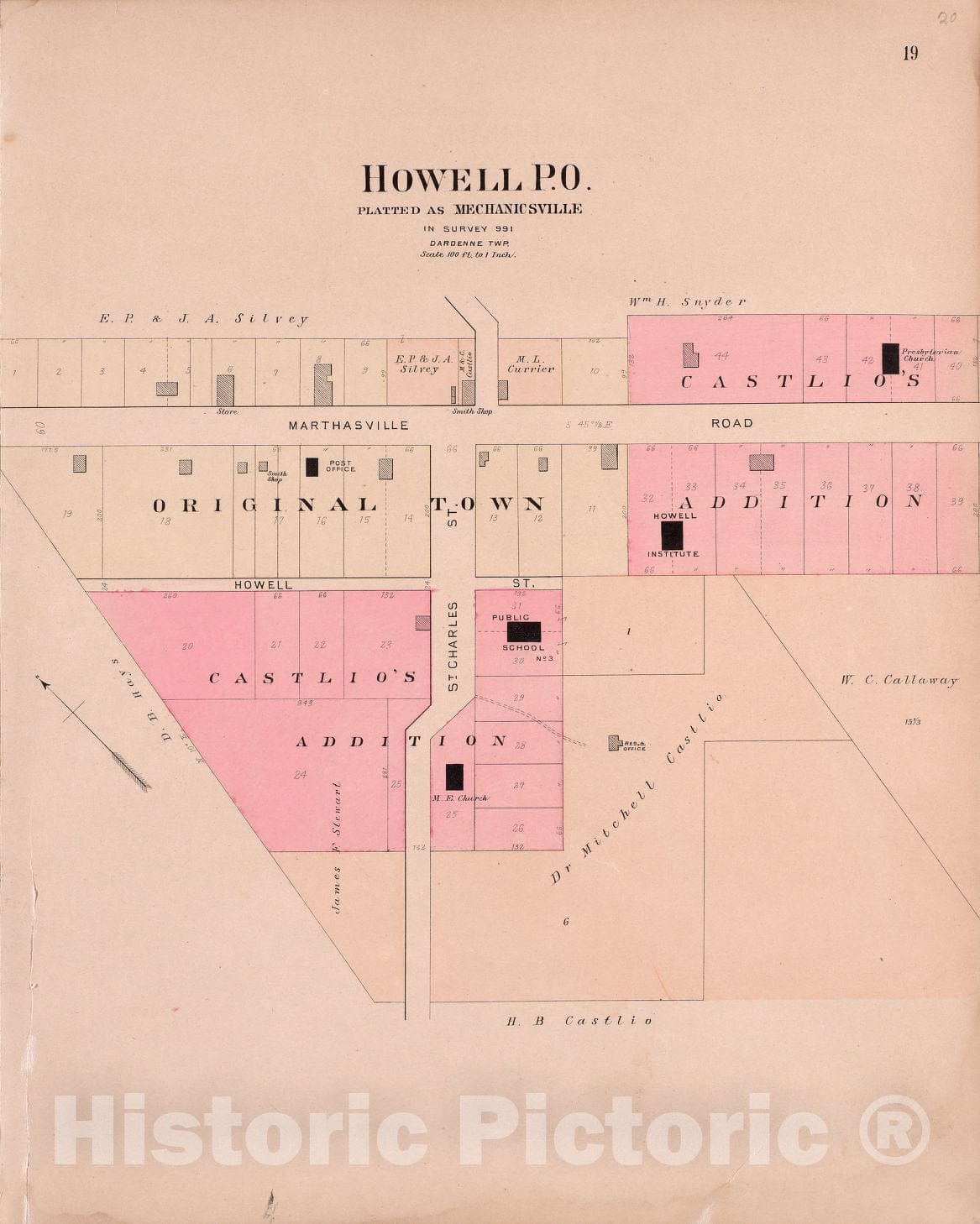 Historic 1905 Map - Plat Book of St. Charles County, Missouri - Howell P.O. - Plat Book of Saint Charles County, Missouri