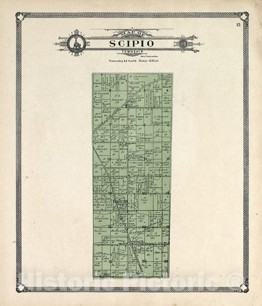 Historic 1907 Map - Plat Book of Allen County, Indiana. - Map of Scipio Township