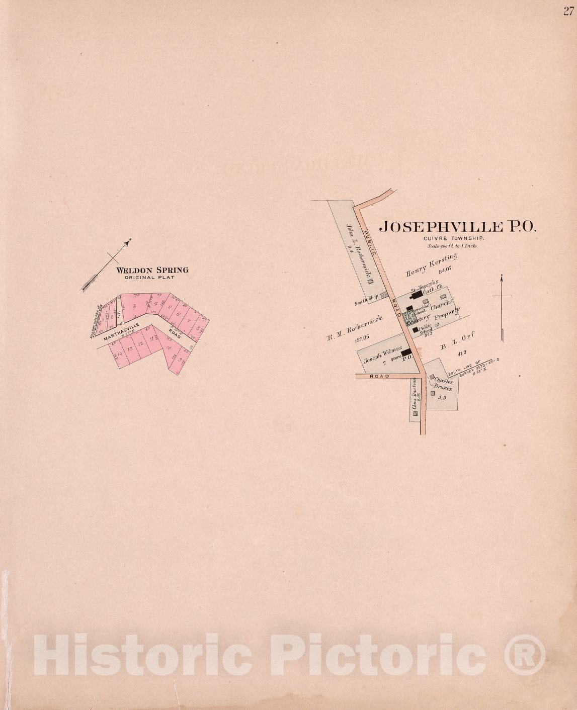 Historic 1905 Map - Plat Book of St. Charles County, Missouri - Weldon Spring - Plat Book of Saint Charles County, Missouri