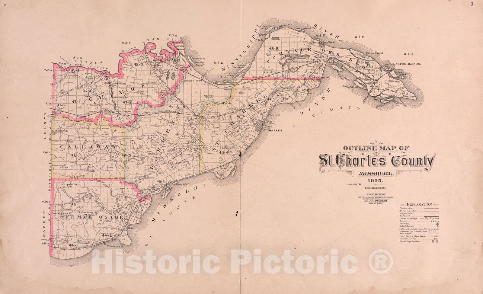 Historic 1905 Map - Plat Book of St. Charles County, Missouri - Missouri - Plat Book of Saint Charles County, Missouri