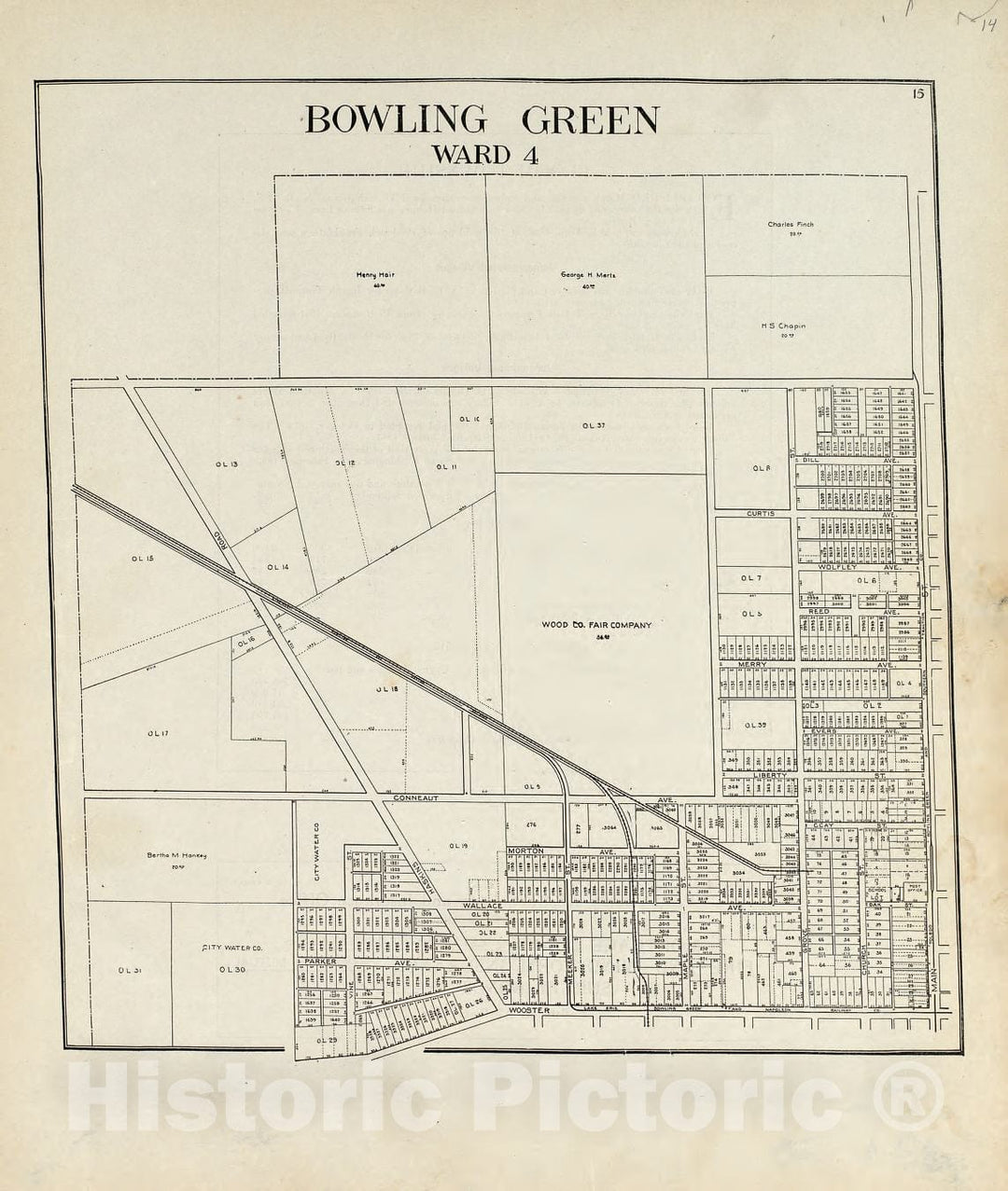 Historic 1912 Map - an Atlas of Wood County, Ohio - Bowling Green Ward 4