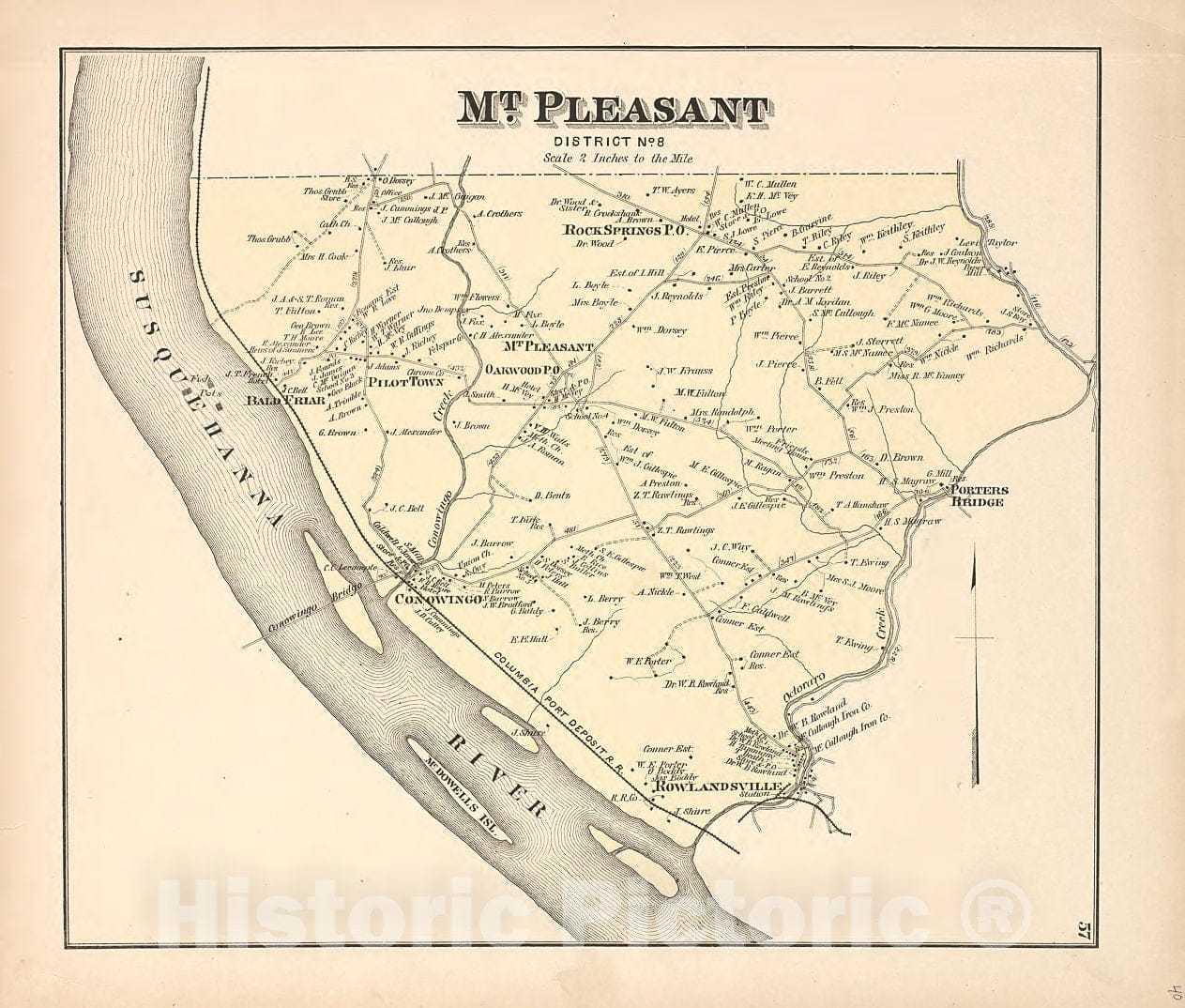 Historic 1877 Map - an Illustrated Atlas of Cecil County, Maryland - Mt. Pleasant - Atlas of Cecil County, Maryland