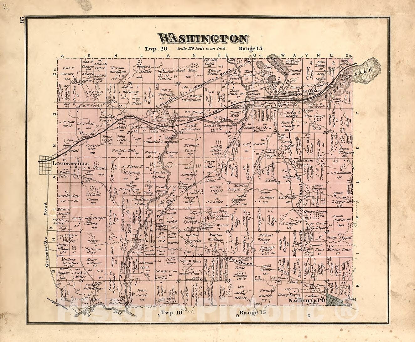 Historic 1875 Map - Caldwell's Atlas of Holmes Co, Ohio - Washington - Caldwell's Atlas of Holmes County, Ohio