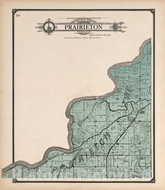 Historic 1907 Map - Standard Atlas of Vigo County, Indiana - Harrison Township - County of Vigo, Indiana