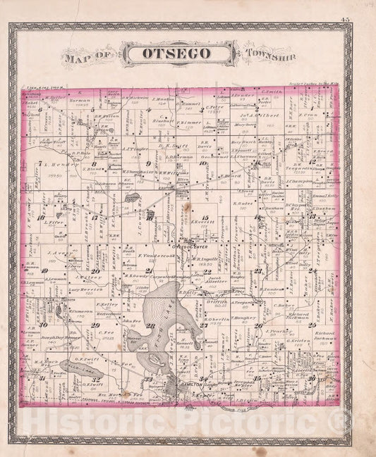 Historic 1880 Map - Atlas of Steuben Co, Indiana - Otsego Township - Illustrated Historical Atlas of Steuben County, Indiana