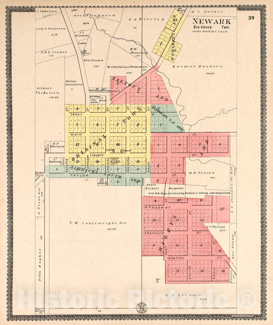 Historic 1903 Map - Standard Atlas of Kendall County, Illinois - Newark (Big Grove Township)