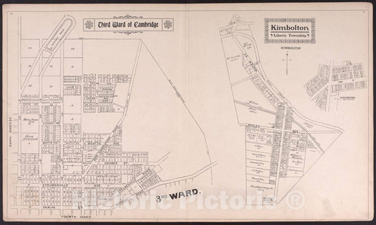 Historic 1902 Map - Illustrated Atlas of Guernsey County, Ohio. - Third Ward of Cambridge & Kimbolton - Atlas of Guernsey County, Ohio
