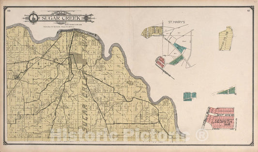 Historic 1907 Map - Standard Atlas of Vigo County, Indiana - Sugar Creek Township - County of Vigo, Indiana