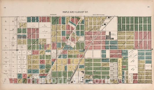 Historic 1907 Map - Standard Atlas of Vigo County, Indiana - Maple Avenue to Locust Street - County of Vigo, Indiana