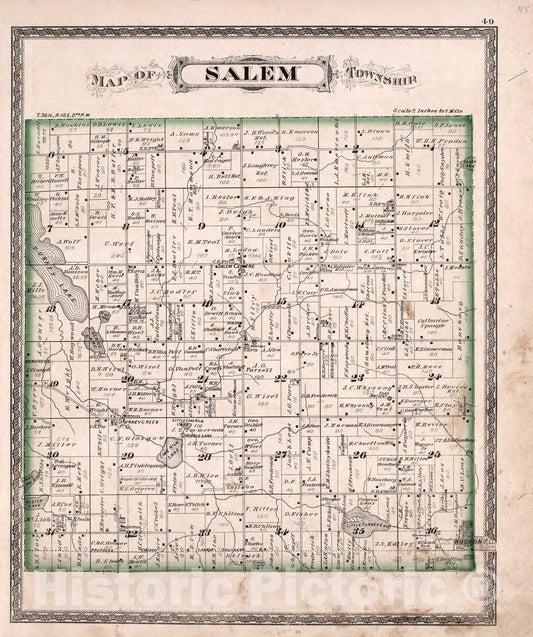 Historic 1880 Map - Atlas of Steuben Co, Indiana - Salem Township - Illustrated Historical Atlas of Steuben County, Indiana
