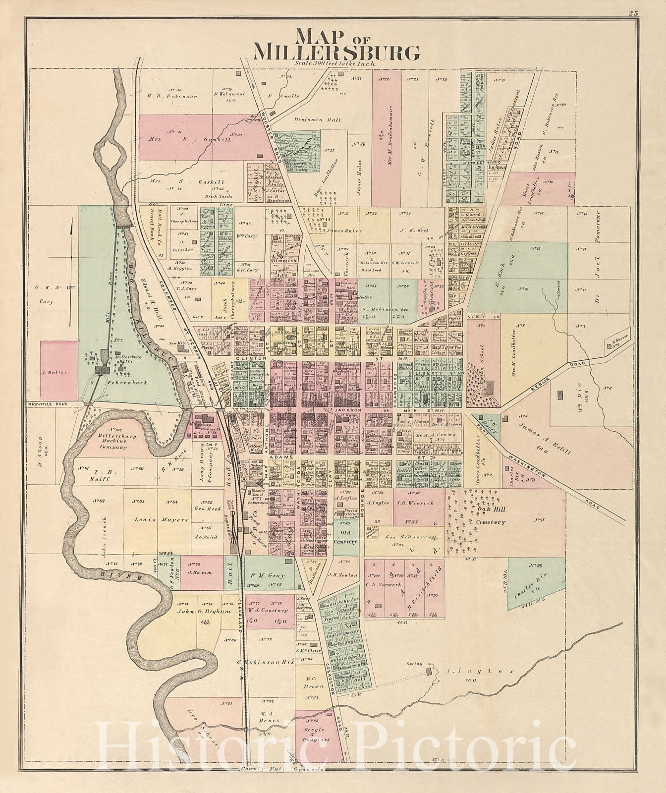 Historic 1875 Map - Caldwell's Atlas of Holmes Co, Ohio - Millersburg - Caldwell's Atlas of Holmes County, Ohio