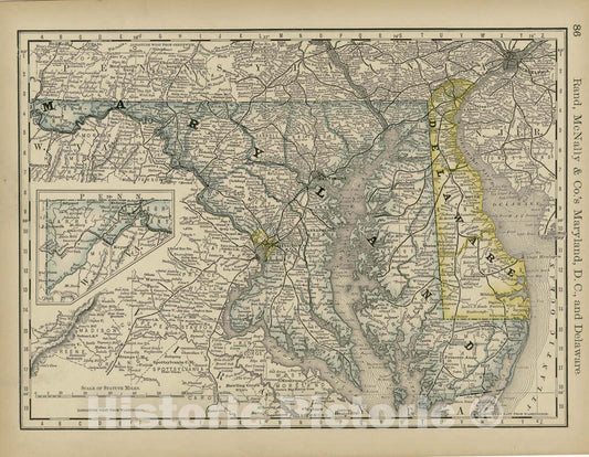 Historic 1878 Map - Rand McNally & Co's Business Atlas - Rand, McNally & Co.'s Maryland, D.C, and Delaware -