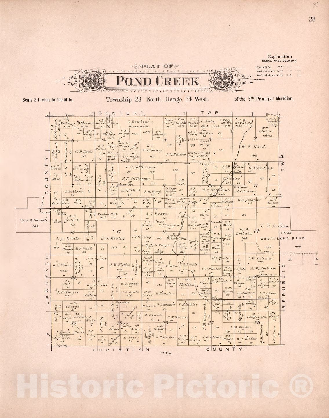 Historic 1904 Map - Plat Book of Greene County, Missouri - Pond Creek