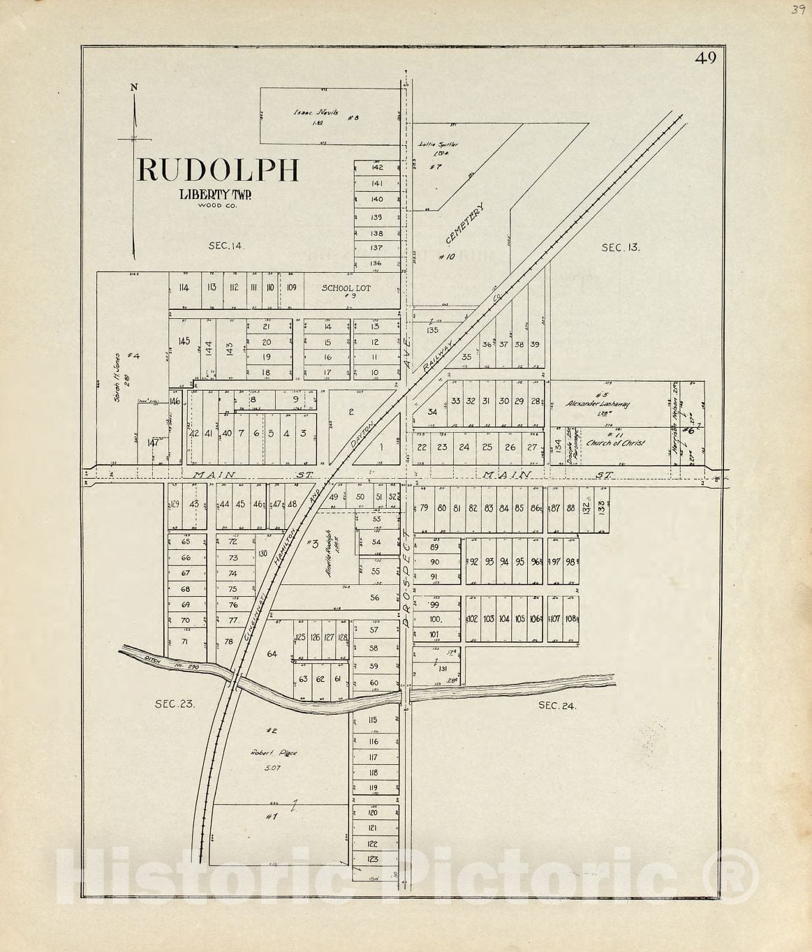 Historic 1912 Map - an Atlas of Wood County, Ohio - Rudolph Township