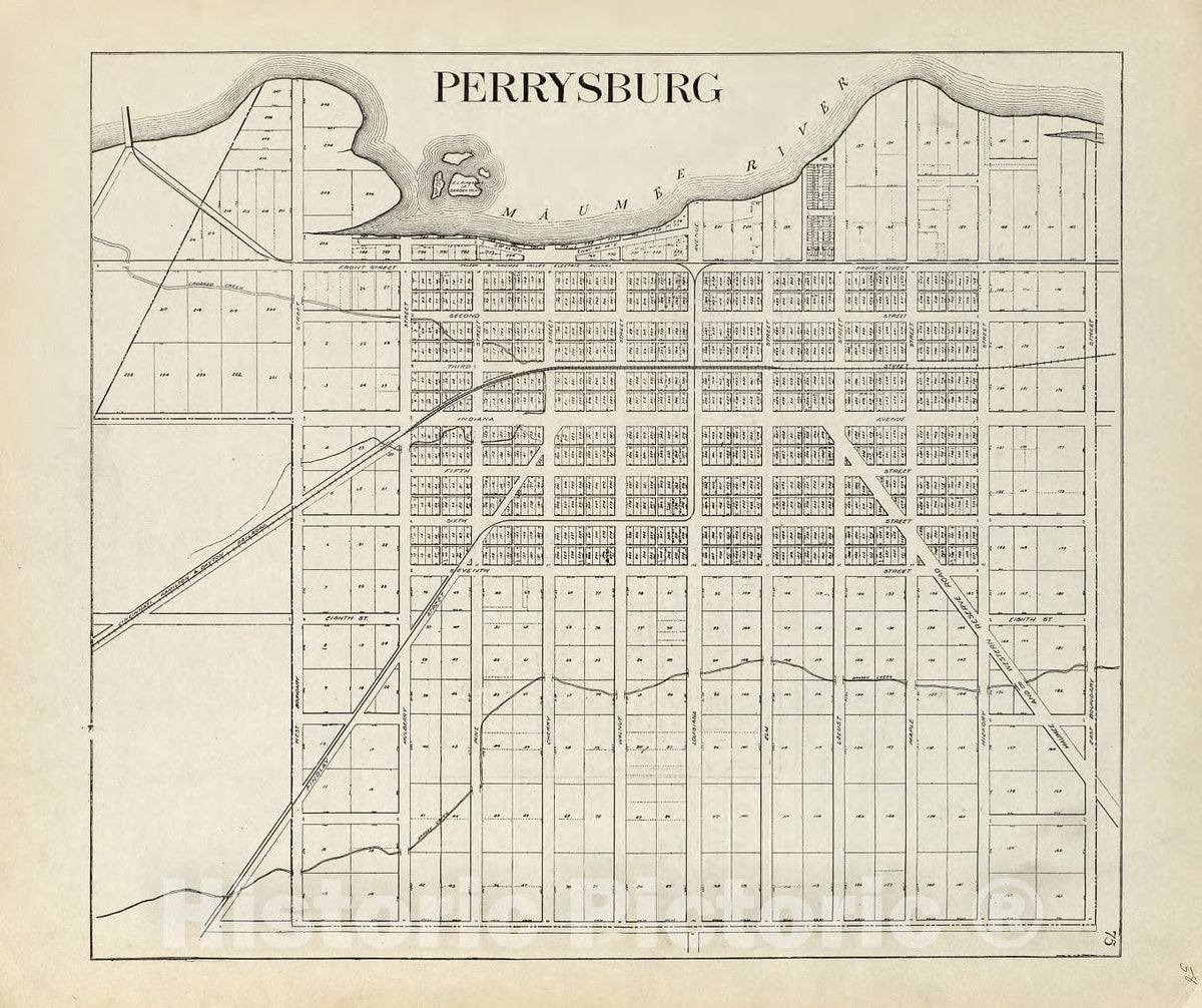 Historic 1912 Map - an Atlas of Wood County, Ohio - Perrysburg 2