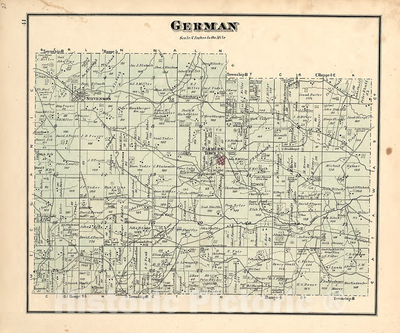 Historic 1875 Map - Caldwell's Atlas of Holmes Co, Ohio - German - Caldwell's Atlas of Holmes County, Ohio