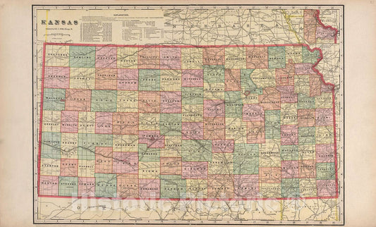 Historic 1907 Map - Standard Atlas of Hodgeman County, Kansas - Map of The World on Mercator's Projection