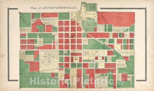 Historic 1898 Map - The Revised Montgomery County Atlas - Fredericksburgh; Linnsburg or Mace; Clinesville; Whitesville - Illustrated Atlas of Montgomery County, Indiana