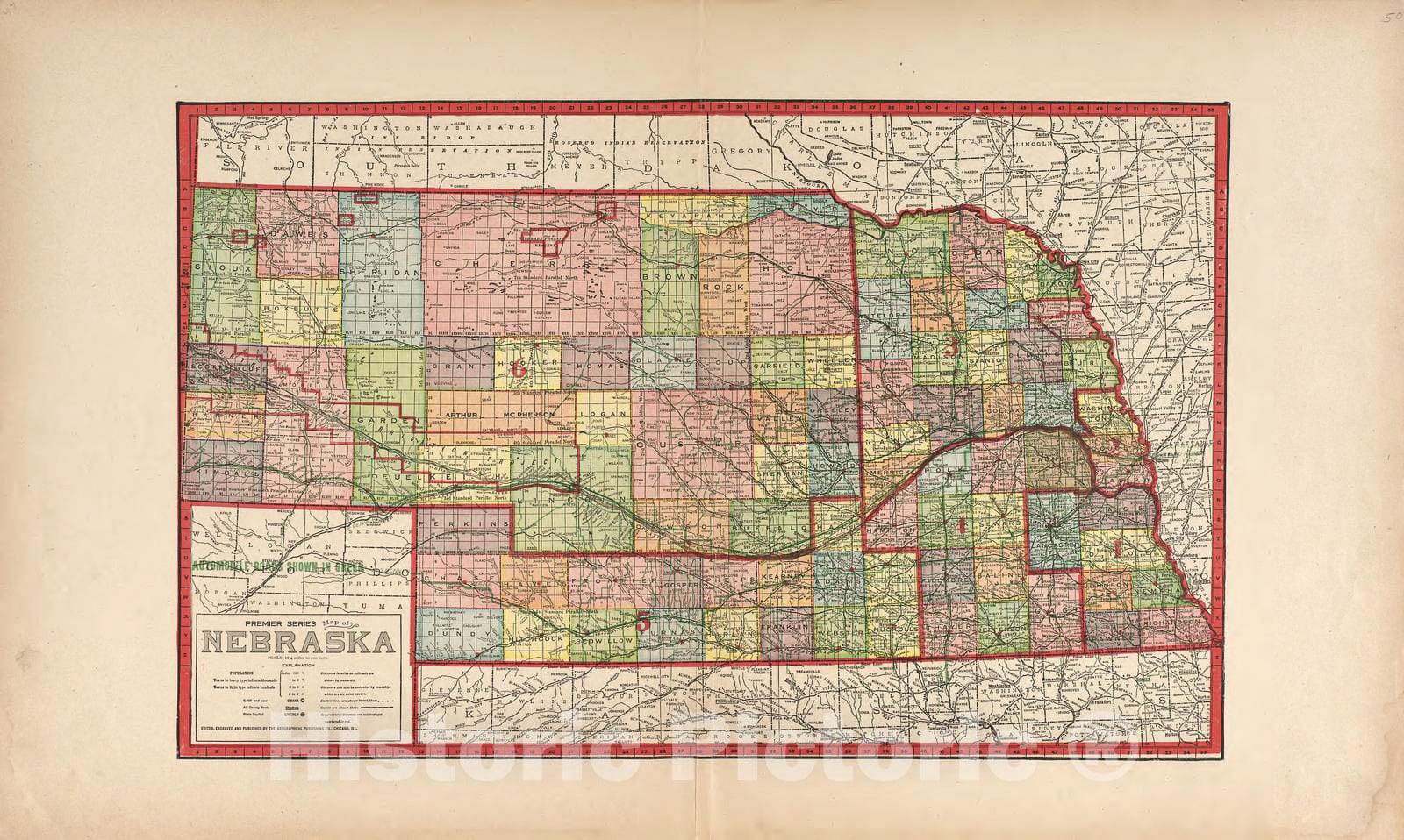 Historic 1916 Map - Atlas of Saunders County, Nebraska - Premier Series Map of Nebraska - Atlas of Saunders County, Nebraska 1918