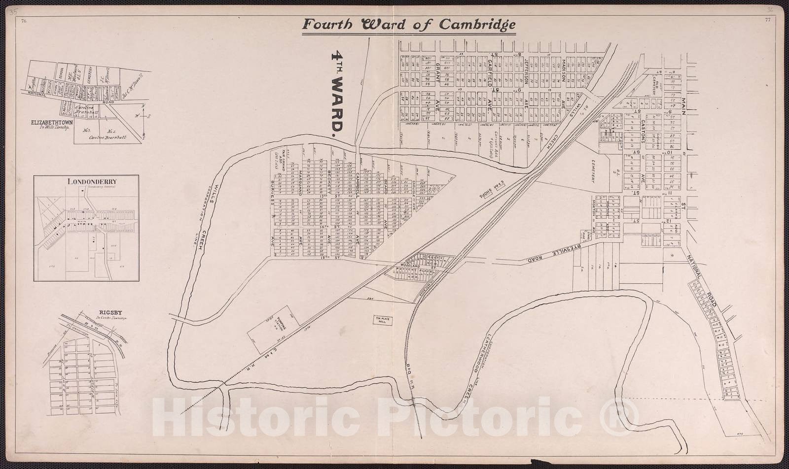 Historic 1902 Map - Illustrated Atlas of Guernsey County, Ohio. - Fourth Ward of Cambridge - Atlas of Guernsey County, Ohio