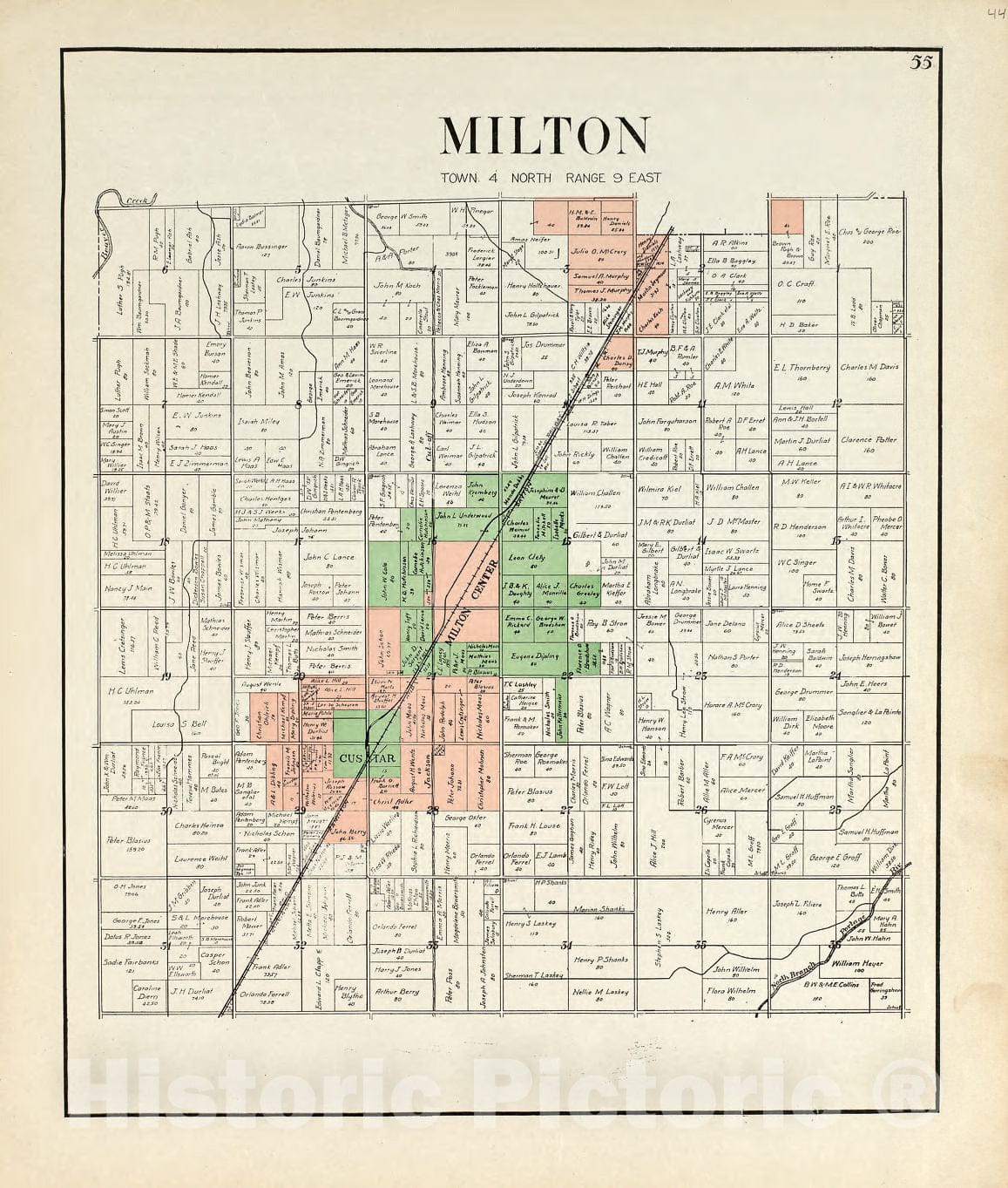 Historic 1912 Map - an Atlas of Wood County, Ohio - Milton