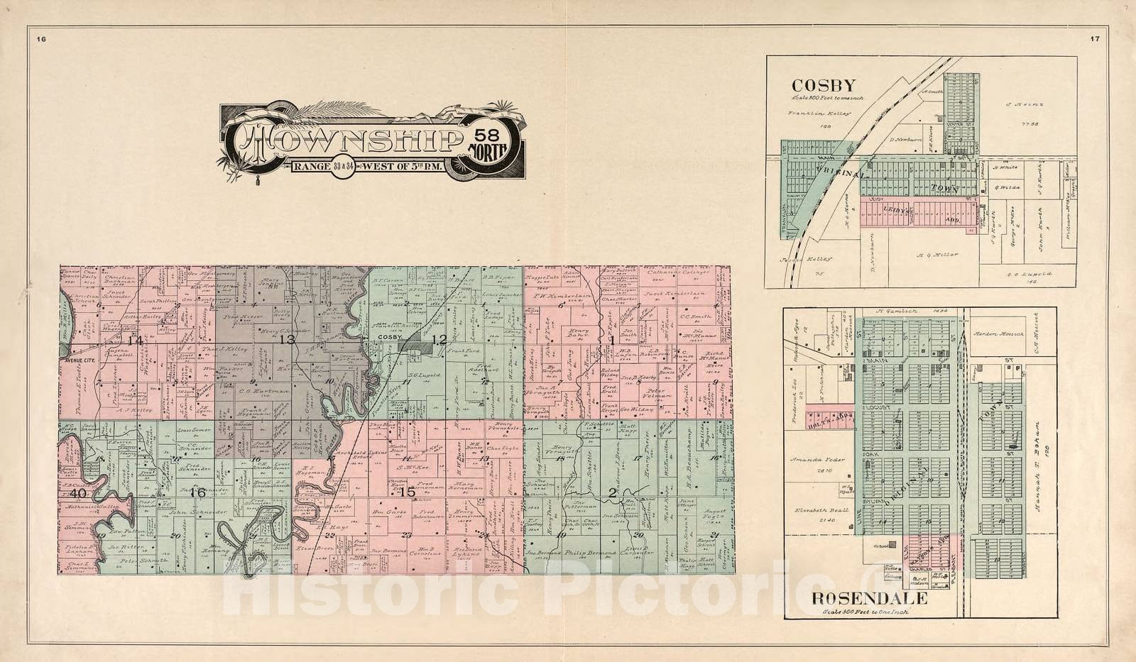 Historic 1898 Map - Atlas of Andrew County, Missouri - Township 58 North Range 35 & 36 West of 5th P.M. - Atlas of Andrew County, Missouri