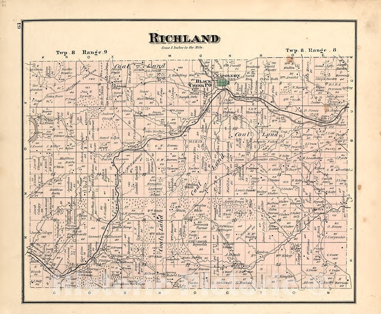 Historic 1875 Map - Caldwell's Atlas of Holmes Co, Ohio - Richland - Caldwell's Atlas of Holmes County, Ohio