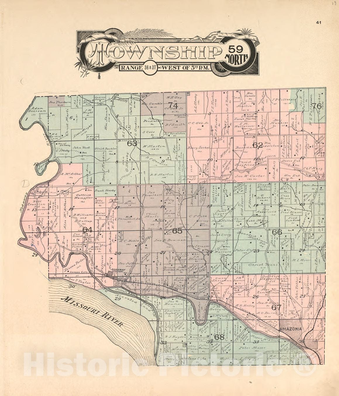 Historic 1898 Map - Atlas of Andrew County, Missouri - Township 59 North Range 35 West of 5th P.M. - Atlas of Andrew County, Missouri