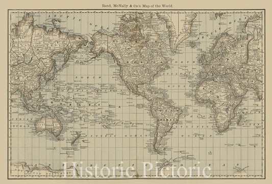 Historic 1878 Map - Rand McNally & Co's Business Atlas - Rand, McNally & Co.'s Map of The World -