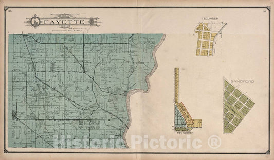 Historic 1907 Map - Standard Atlas of Vigo County, Indiana - Fayette Township - County of Vigo, Indiana
