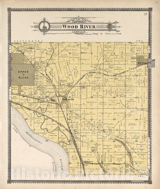 Historic 1906 Map - Standard Atlas of Madison County, Illinois - Wood River Township