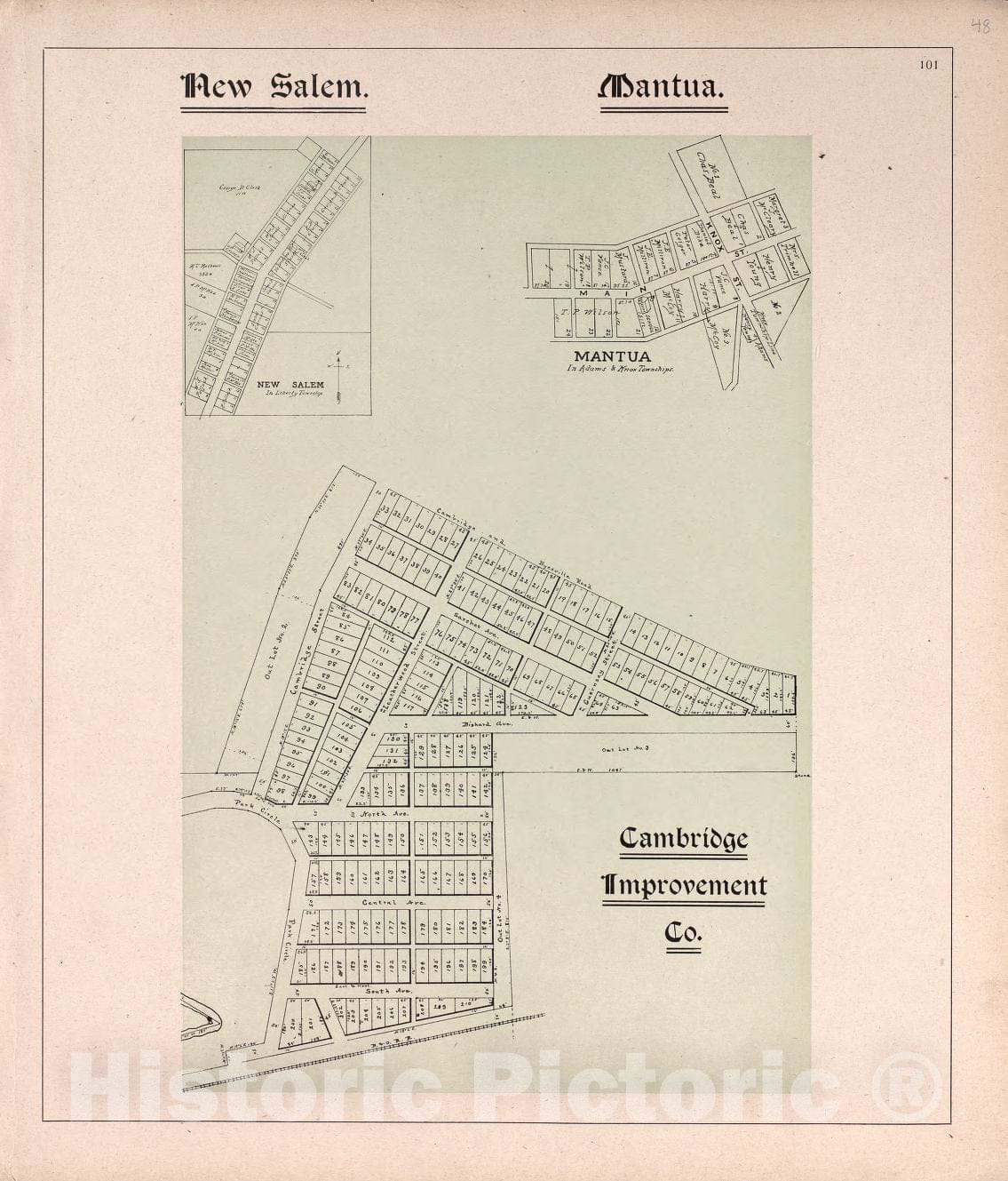 Historic 1902 Map - Illustrated Atlas of Guernsey County, Ohio. - New Salem, Mantua, Cambridge Improvement Co. - Atlas of Guernsey County, Ohio