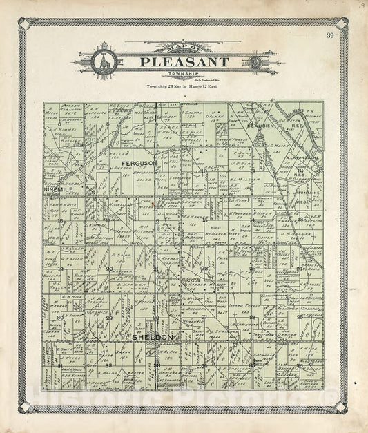 Historic 1907 Map - Plat Book of Allen County, Indiana. - Map of Pleasant Township