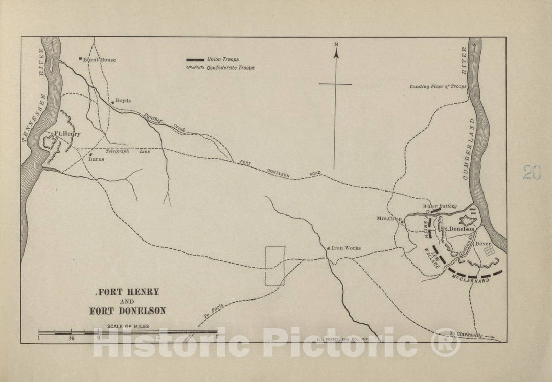 Historic 1914 Map - Campaigns of The American Civil War-Atlas - Fort Henry and Fort Donelson - American Civil War Atlas