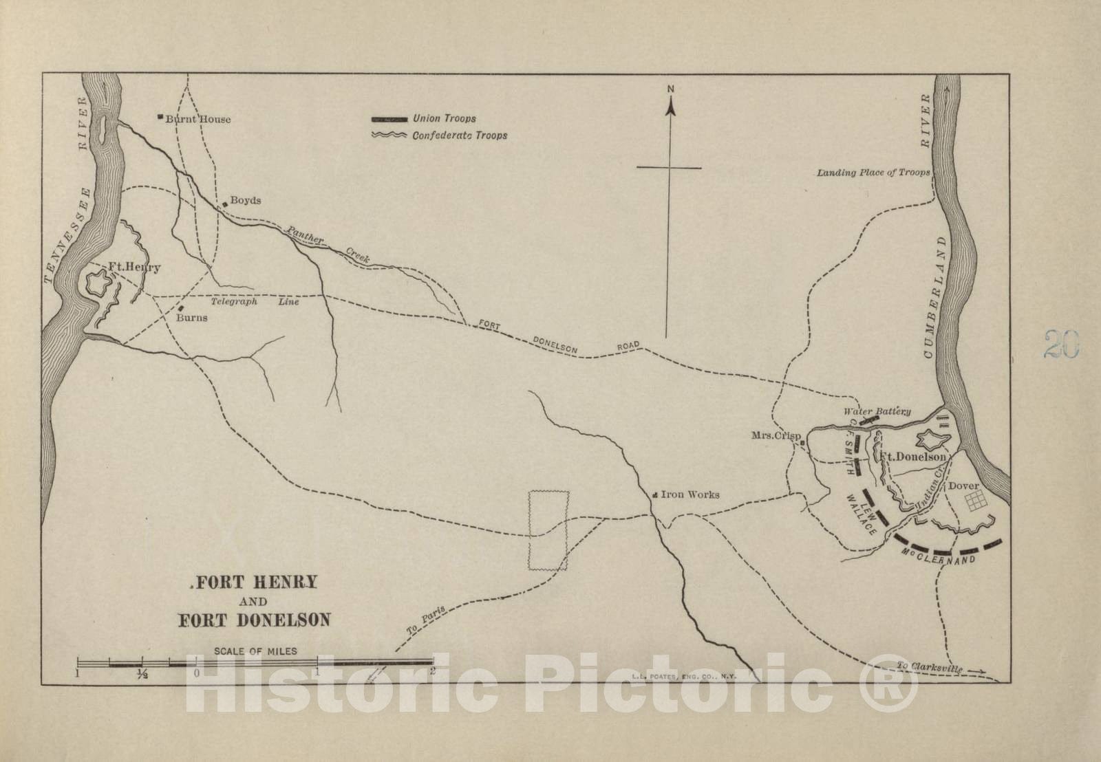 Historic 1914 Map - Campaigns of The American Civil War-Atlas - Fort Henry and Fort Donelson - American Civil War Atlas
