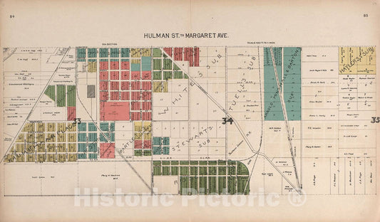 Historic 1907 Map - Standard Atlas of Vigo County, Indiana - Hulman Street to Margaret Avenue - County of Vigo, Indiana