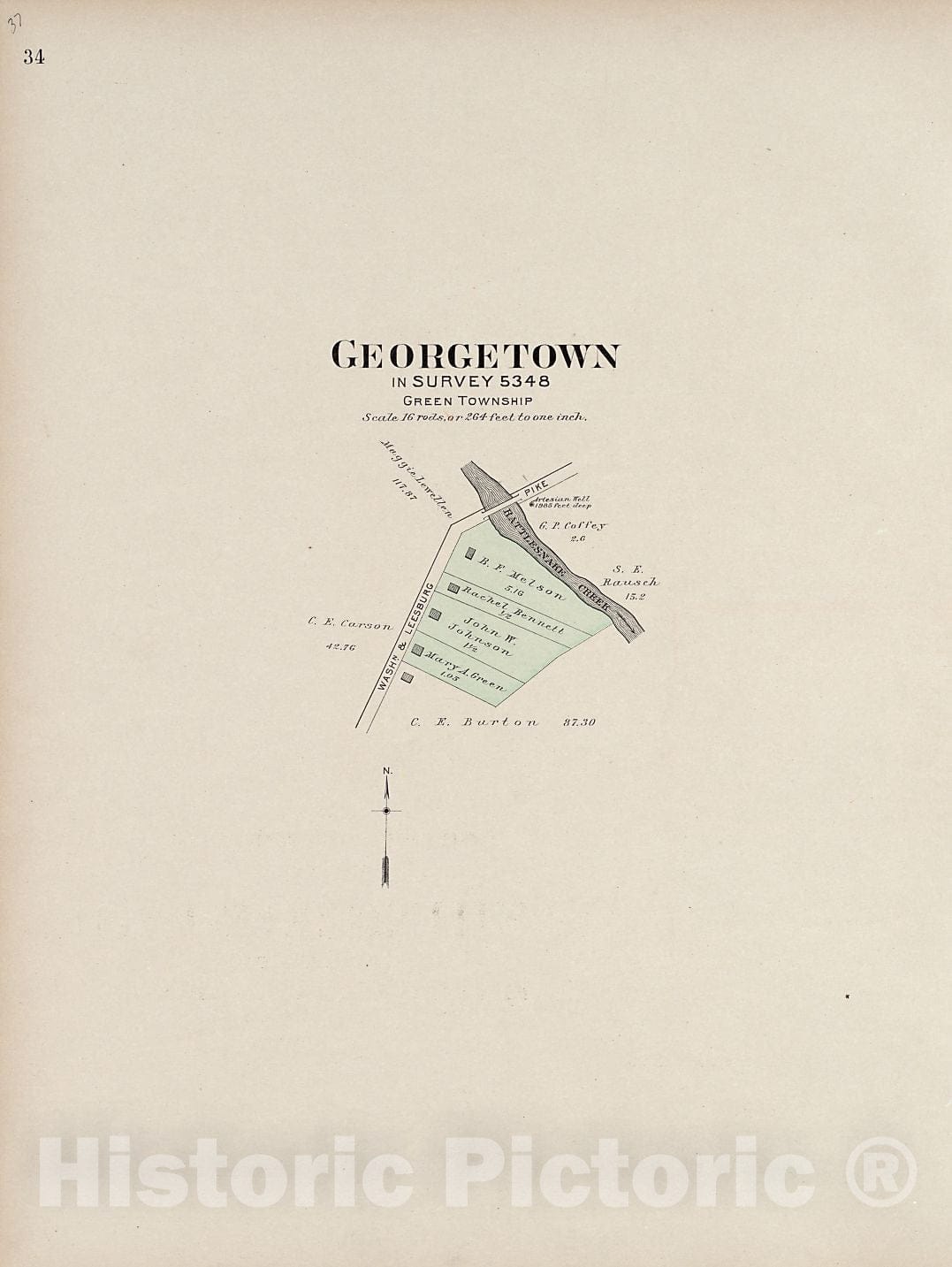 Historic 1913 Map - Plat Book of Fayette County, Ohio - Georgetown