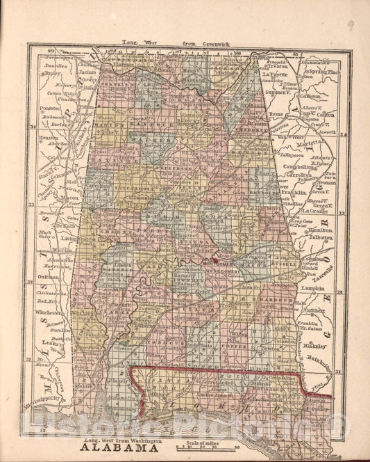 Historic 1861 Map - The Campaign Atlas, for 1861 : United States. - Alabama