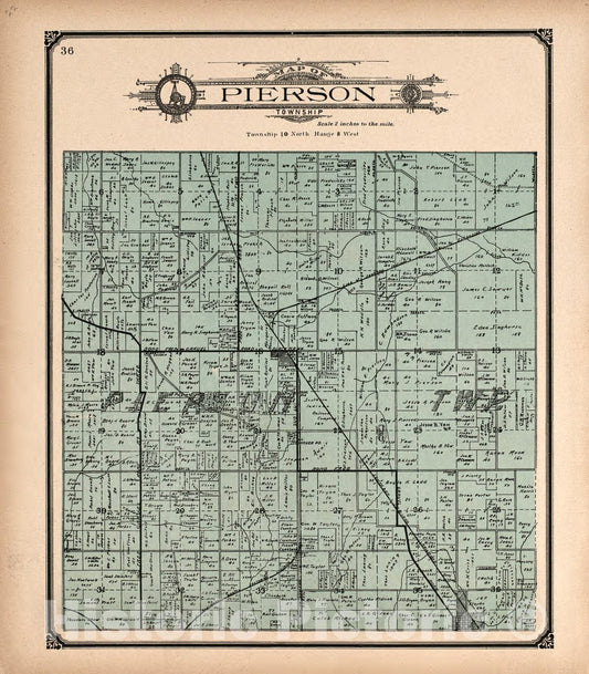 Historic 1907 Map - Standard Atlas of Vigo County, Indiana - Pierson Township - County of Vigo, Indiana