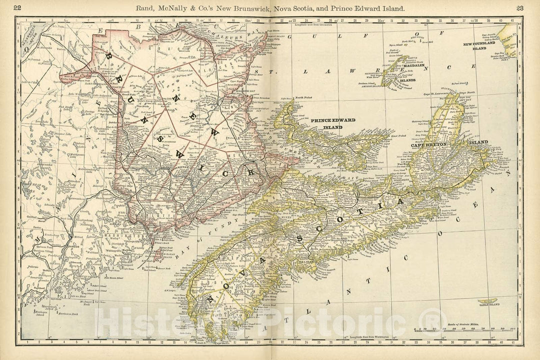 Historic 1878 Map - Rand McNally & Co's Business Atlas - Rand, McNally & Co.'s New Brunswick, Nova Scotia, and Prince Edward Island