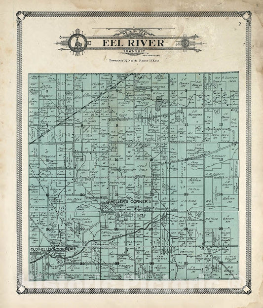 Historic 1907 Map - Plat Book of Allen County, Indiana. - Map of EEL River Township