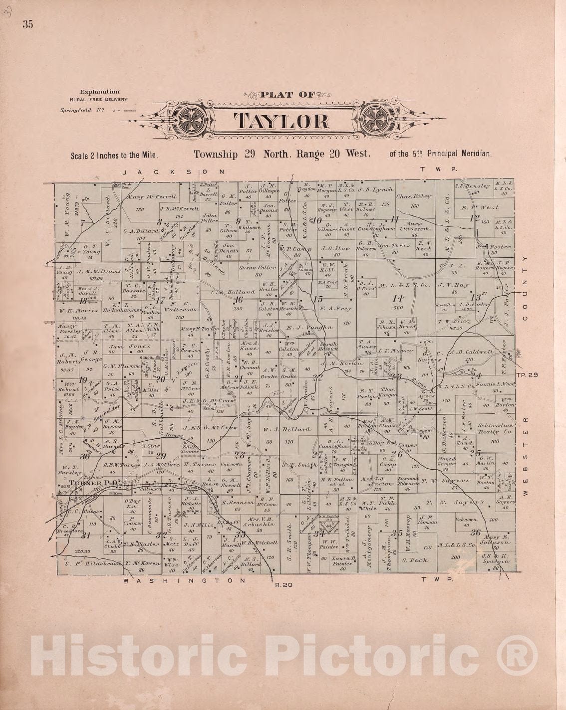 Historic 1904 Map - Plat Book of Greene County, Missouri - Taylor