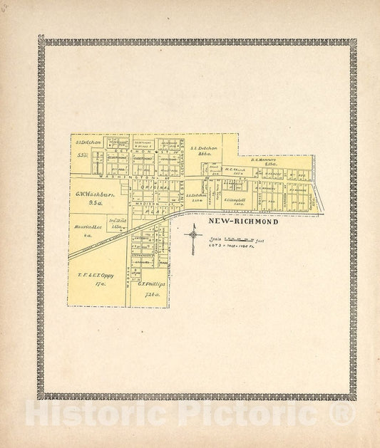 Historic 1898 Map - The Revised Montgomery County Atlas - New Richmond - Illustrated Atlas of Montgomery County, Indiana