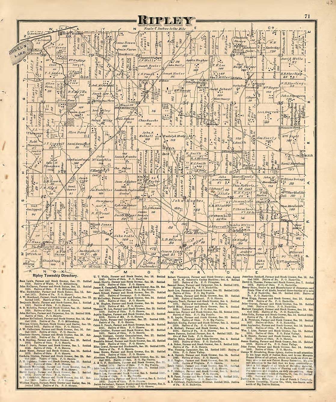 Historic 1875 Map - Caldwell's Atlas of Holmes Co, Ohio - Ripley - Caldwell's Atlas of Holmes County, Ohio