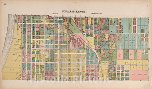 Historic 1907 Map - Standard Atlas of Vigo County, Indiana - Poplar Street to Hulman Street - County of Vigo, Indiana