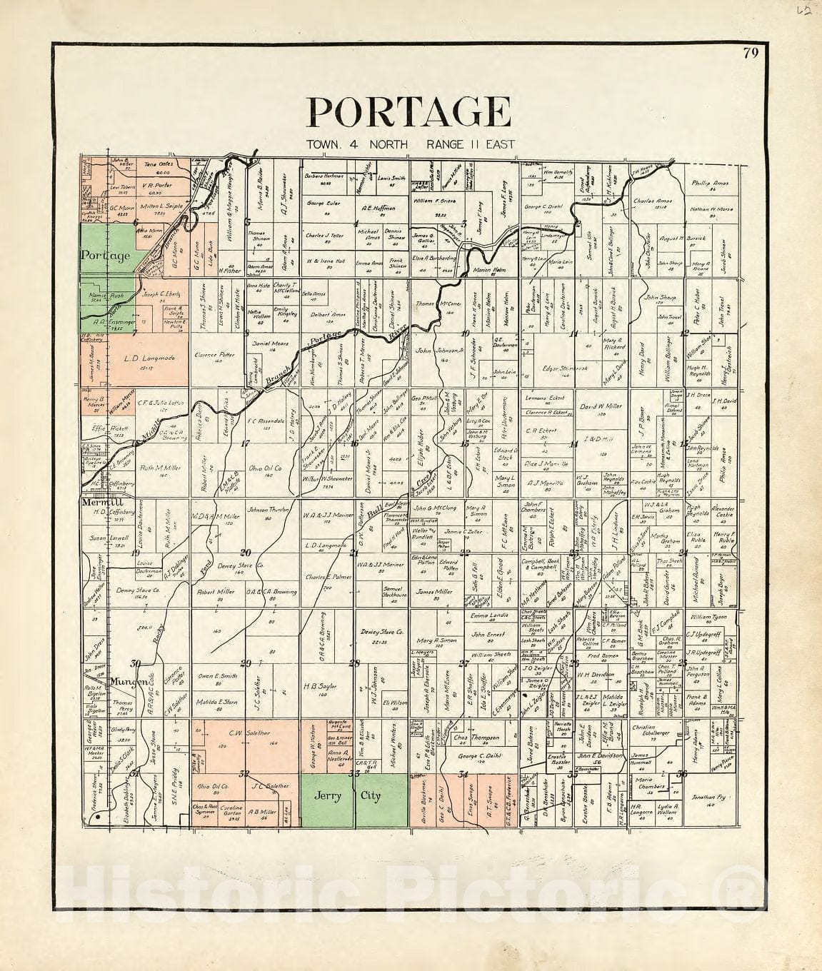 Historic 1912 Map - an Atlas of Wood County, Ohio - Portage