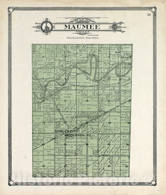 Historic 1907 Map - Plat Book of Allen County, Indiana. - Map of Maumee Township