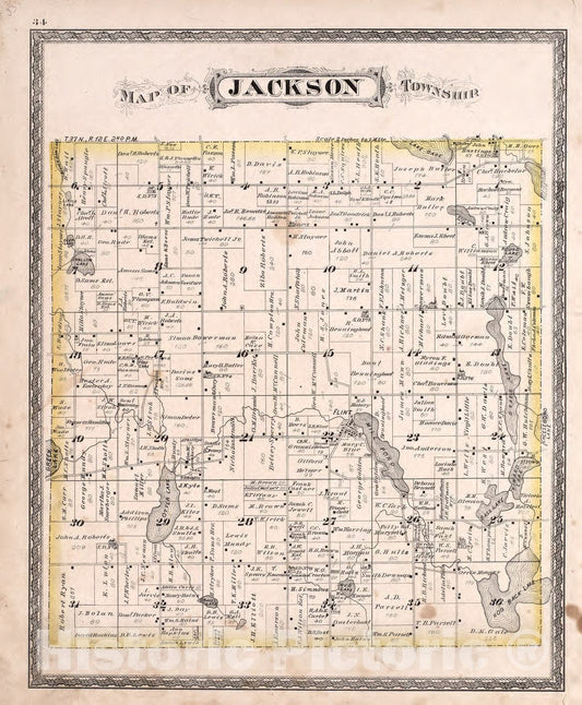 Historic 1880 Map - Atlas of Steuben Co, Indiana - Jackson Township - Illustrated Historical Atlas of Steuben County, Indiana